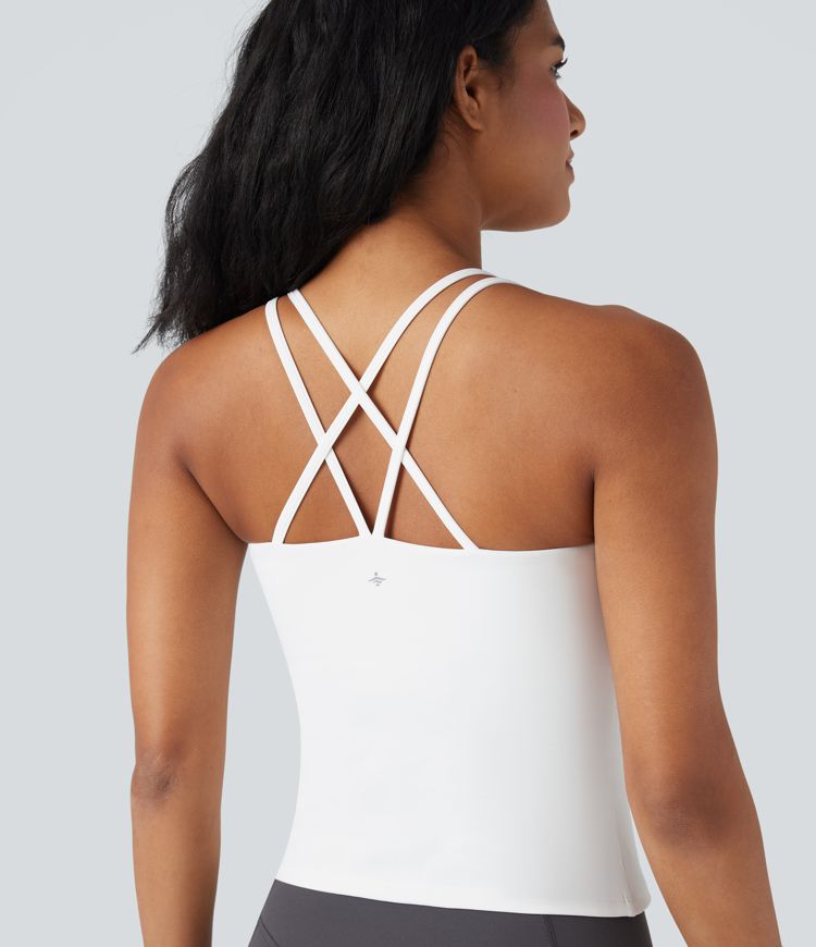 SoftlyZero™ Plush Double Straps Crisscross Back Yoga Tank Top-Longer Length