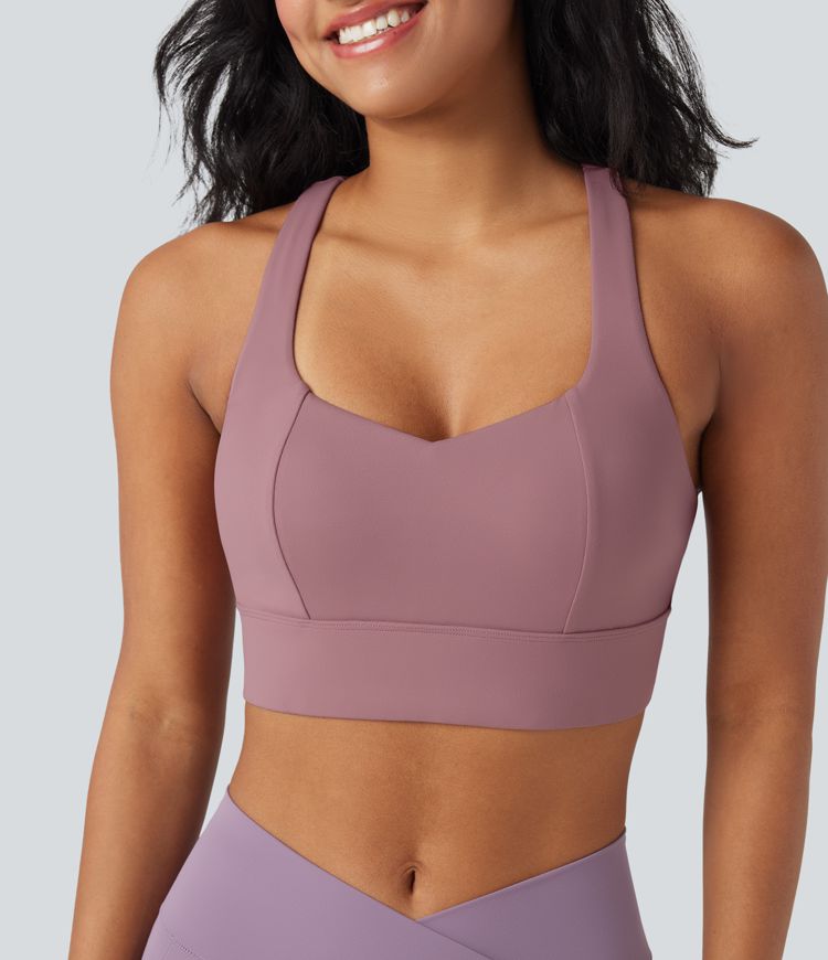 Light Support Racerback Crisscross Yoga Sports Bra A-C Cups