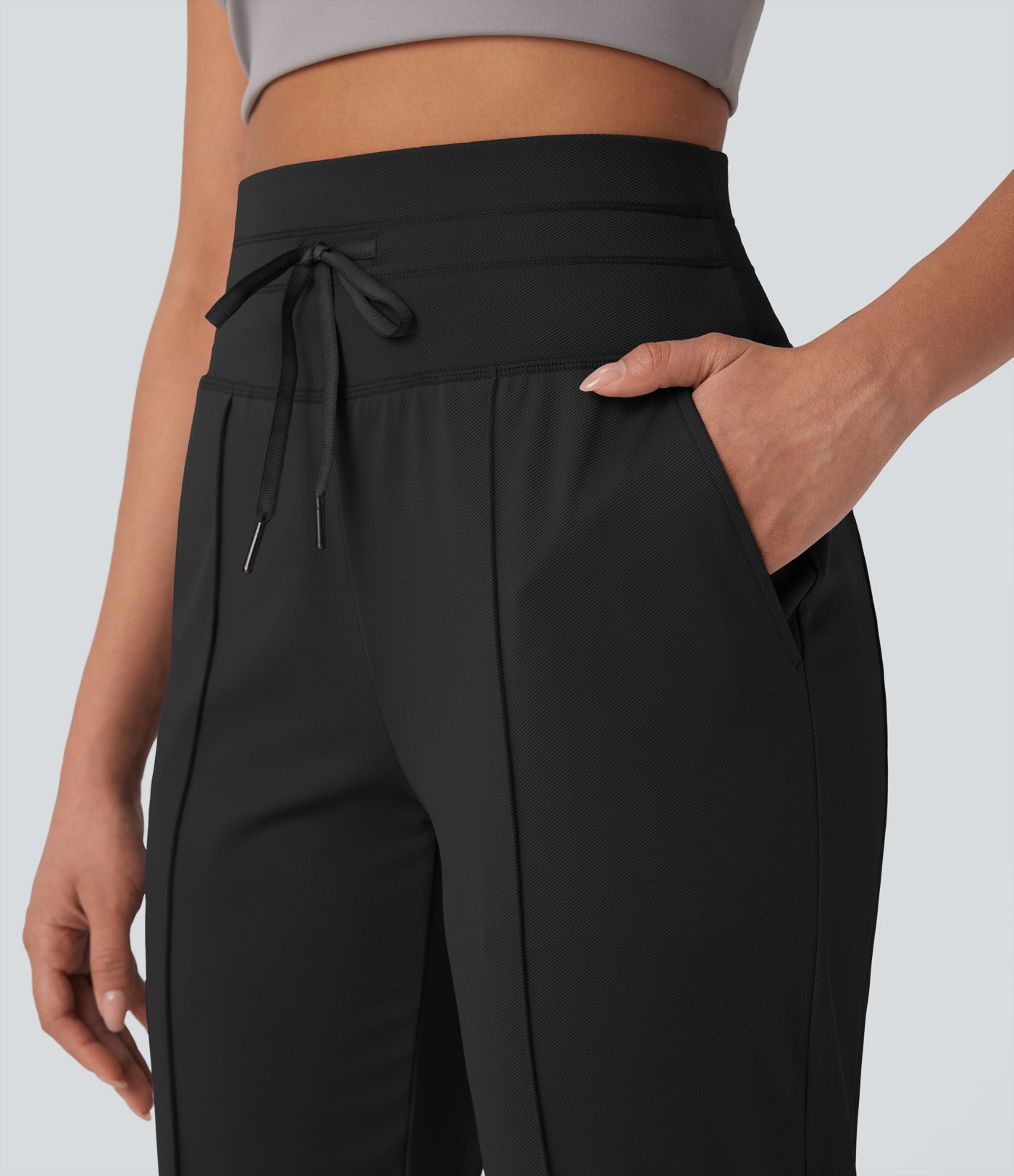 Pantalones deportivos de yoga de tiro alto con cordón y secado rápido con bolsillos y protección UPF 40+