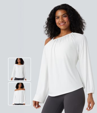 One Shoulder Long Sleeve Yoga Sports Top