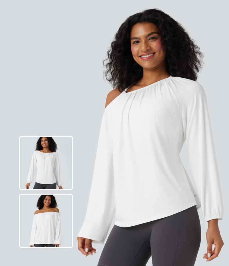 One Shoulder Long Sleeve Yoga Sports Top