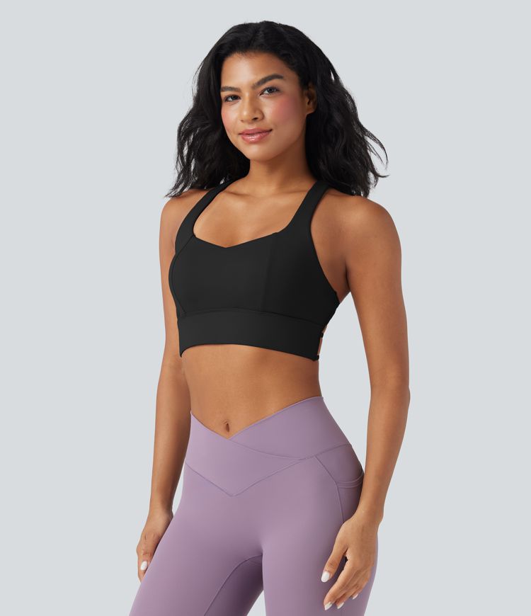 Light Support Racerback Crisscross Yoga Sports Bra