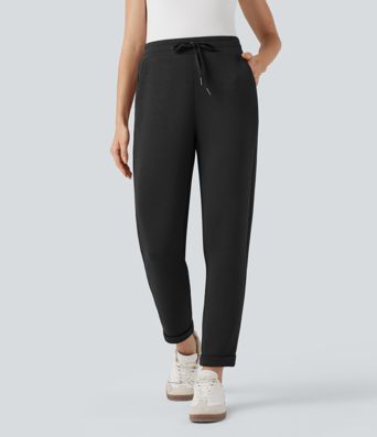 Pantalon décontracté SpacerTek™ taille haute, ourlet roulotté, coupe fuselée, avec cordon de serrage et poches