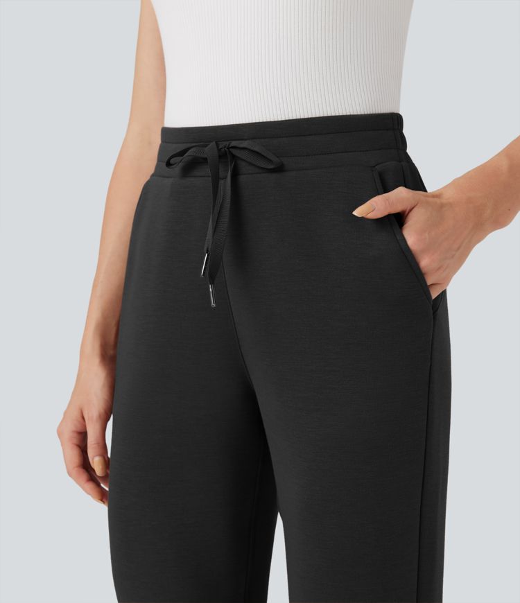 Pantalon décontracté SpacerTek™ taille haute, ourlet roulotté, coupe fuselée, avec cordon de serrage et poches