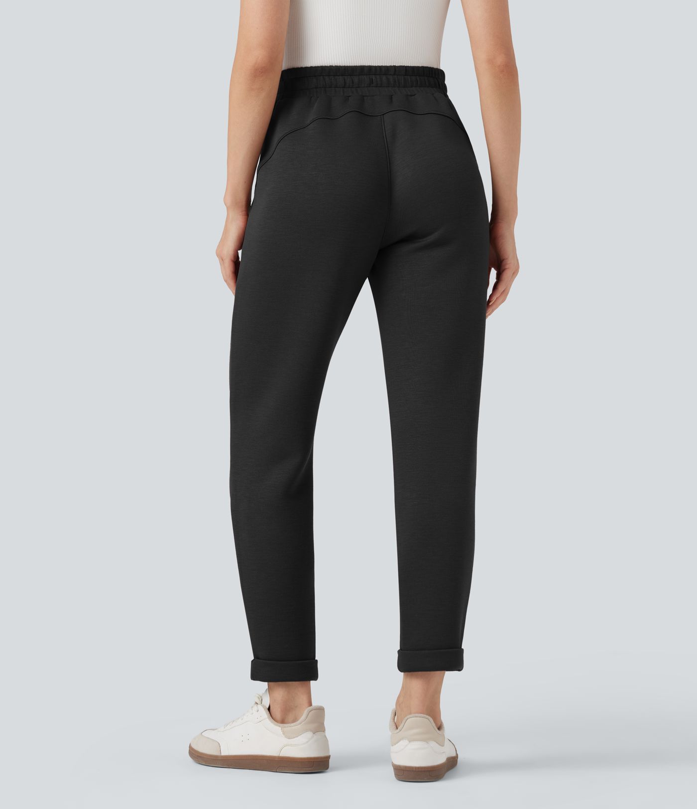 Pantalon décontracté SpacerTek™ taille haute, ourlet roulotté, coupe fuselée, avec cordon de serrage et poches