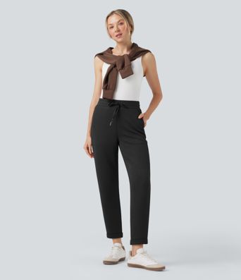 Pantalon décontracté SpacerTek™ taille haute, ourlet roulotté, coupe fuselée, avec cordon de serrage et poches