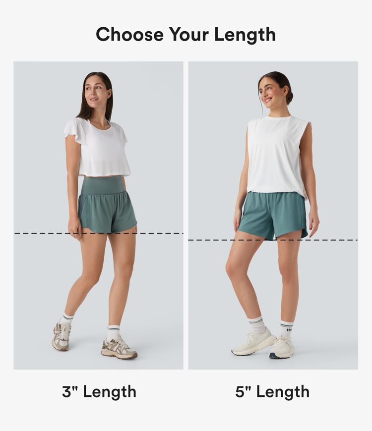 SoCinched Super High Waisted Tummy Control Contrast Mesh 2-in-1 Yoga Shorts 5'' with Pockets