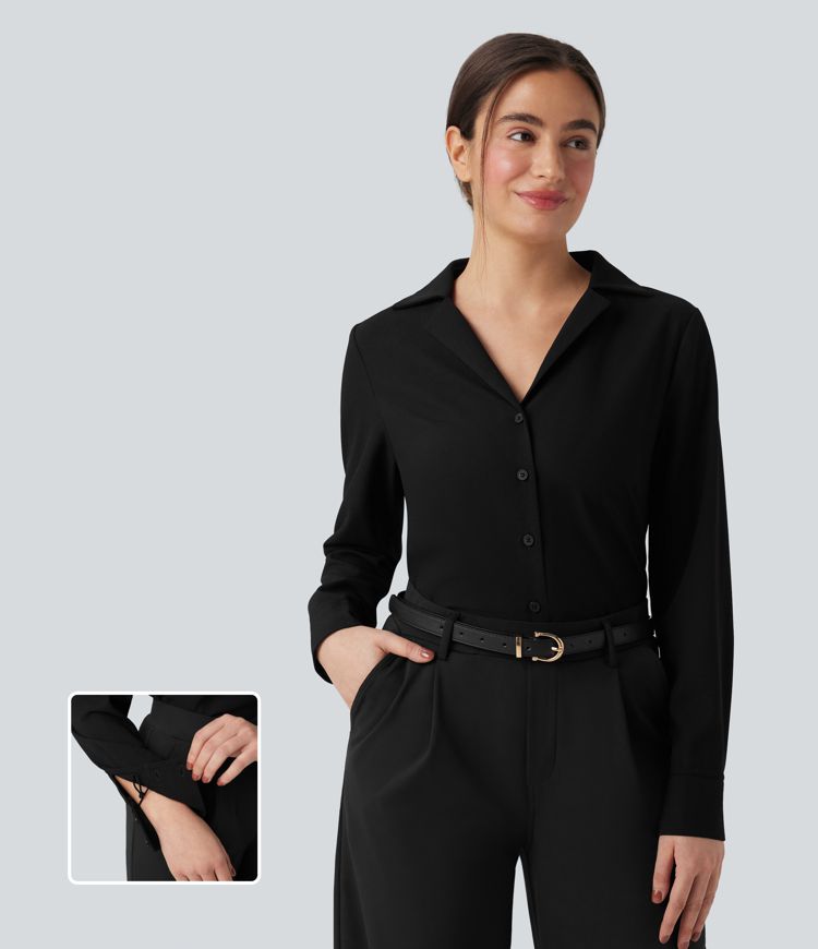 Long Sleeve Curved Hem Work Shirt