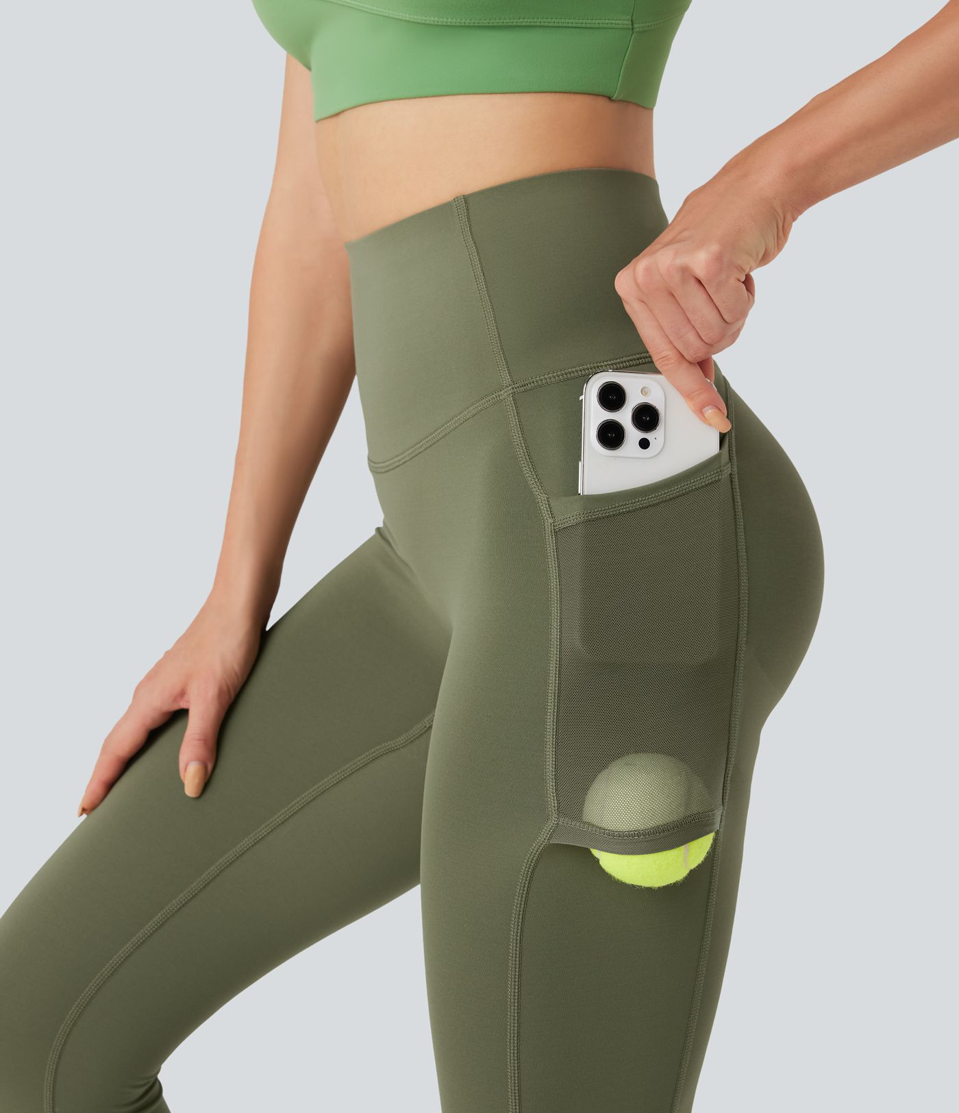 SpeedWave™ SoCinched Legging de Controle Taille Haute avec Poches, Effet Sculptant, Mesh Contrastant et Séchage Rapide pour l'Entraînement