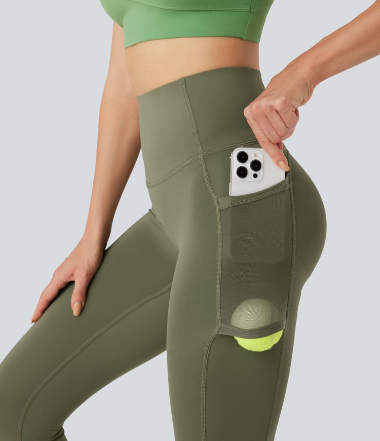 SpeedWave™ SoCinched Legging de Controle Taille Haute avec Poches, Effet Sculptant, Mesh Contrastant et Séchage Rapide pour l'Entraînement