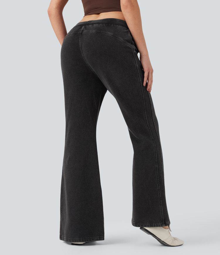 Halara Flex™ Mid Rise French Terry Sweatpants Casual Flare Jeans with Pockets