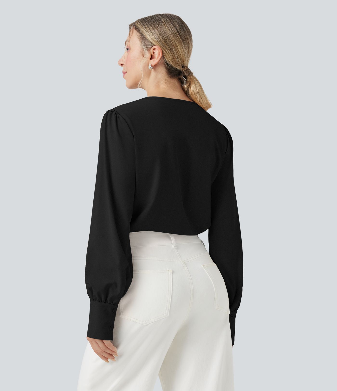 Breezeful™ V-Ausschnitt Überkreuz Langarm Schnelltrocknender Arbeits-Bodysuit