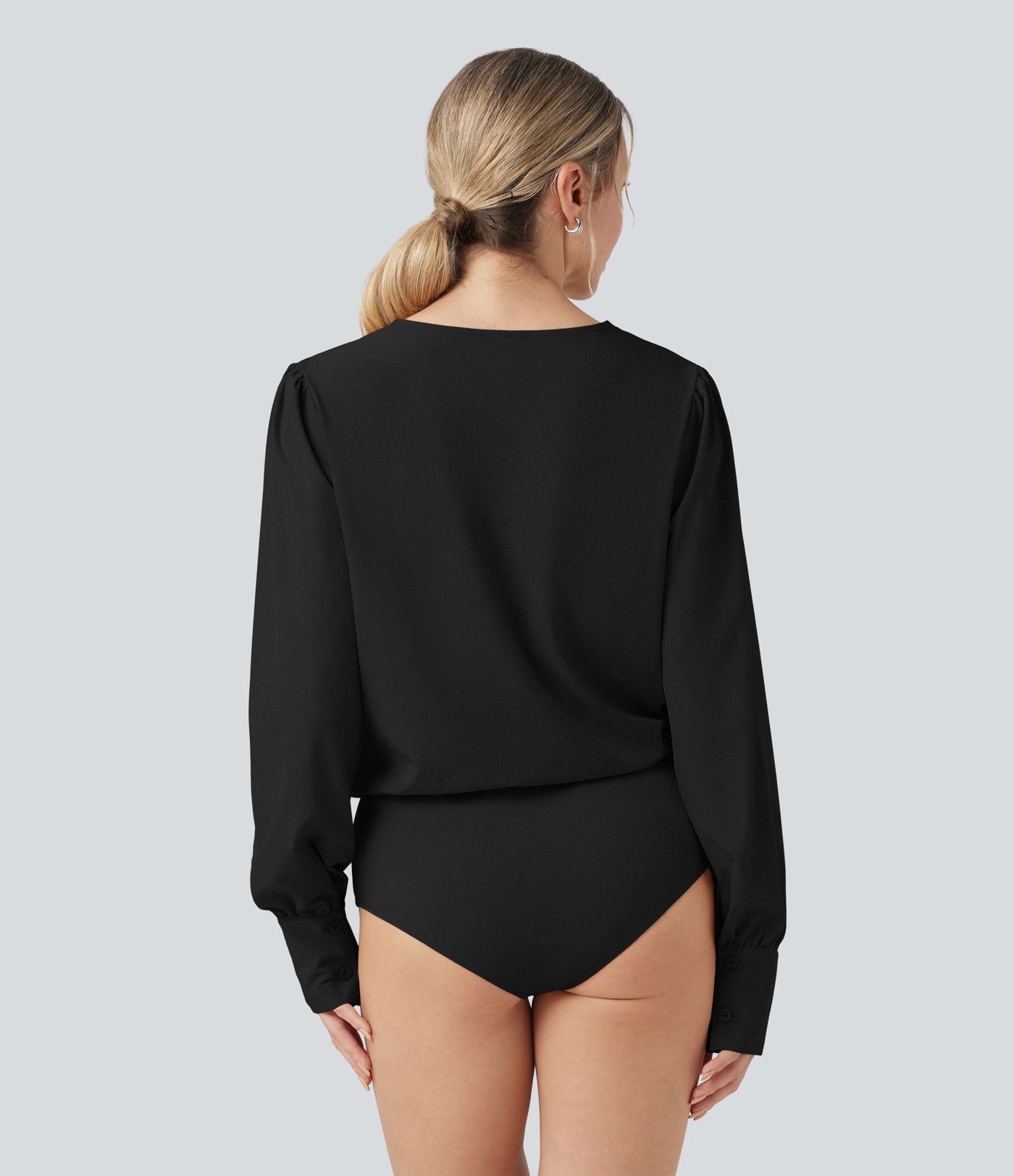 Breezeful™ V-Ausschnitt Überkreuz Langarm Schnelltrocknender Arbeits-Bodysuit