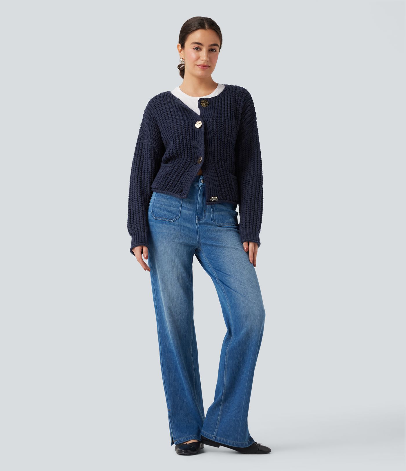 Button Fly Relaxed Casual Cardigan with Pockets