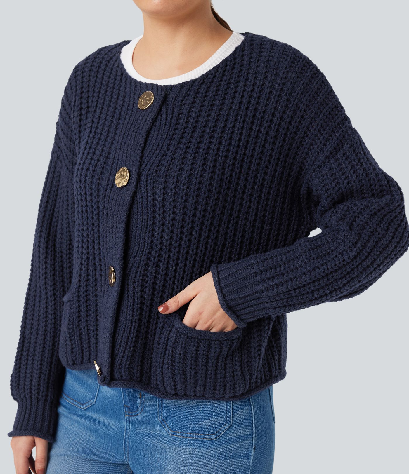 Button Fly Relaxed Casual Cardigan with Pockets