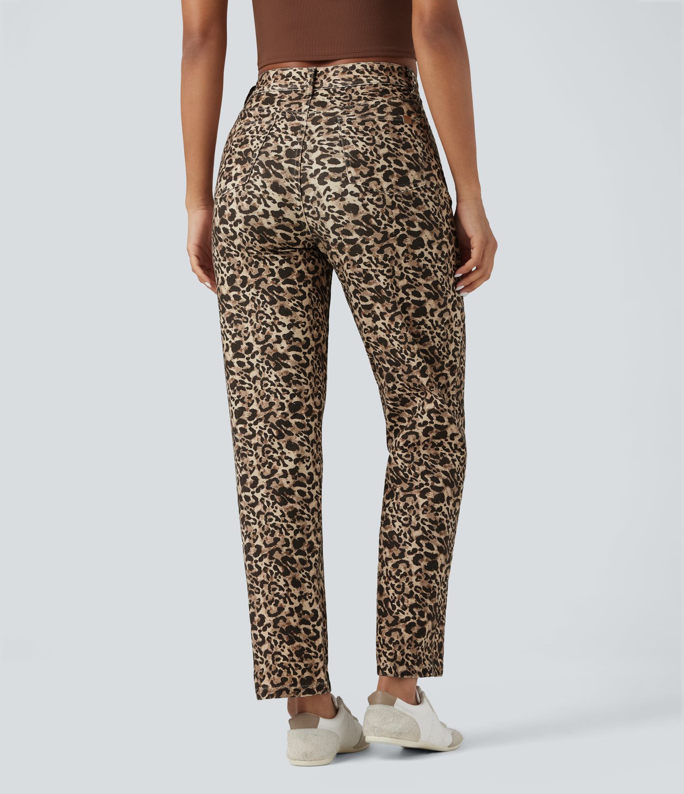 Halara Flex™ Leopard Print High Waisted Straight Leg Casual Jeans with Pockets