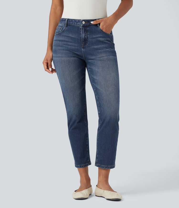 Halara Flex™ Mid Rise Slim 7/8 Causal Jeans with Pockets