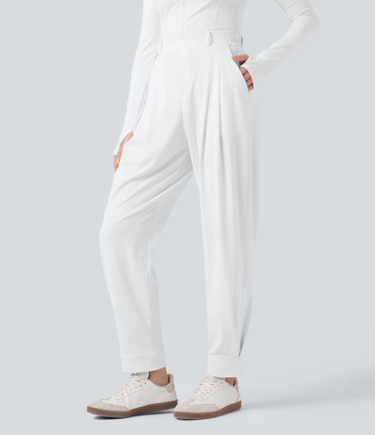 Pantalon de golf fuselé, taille haute, taille ajustable, séchage rapide, avec poches et poche tee, UPF40+