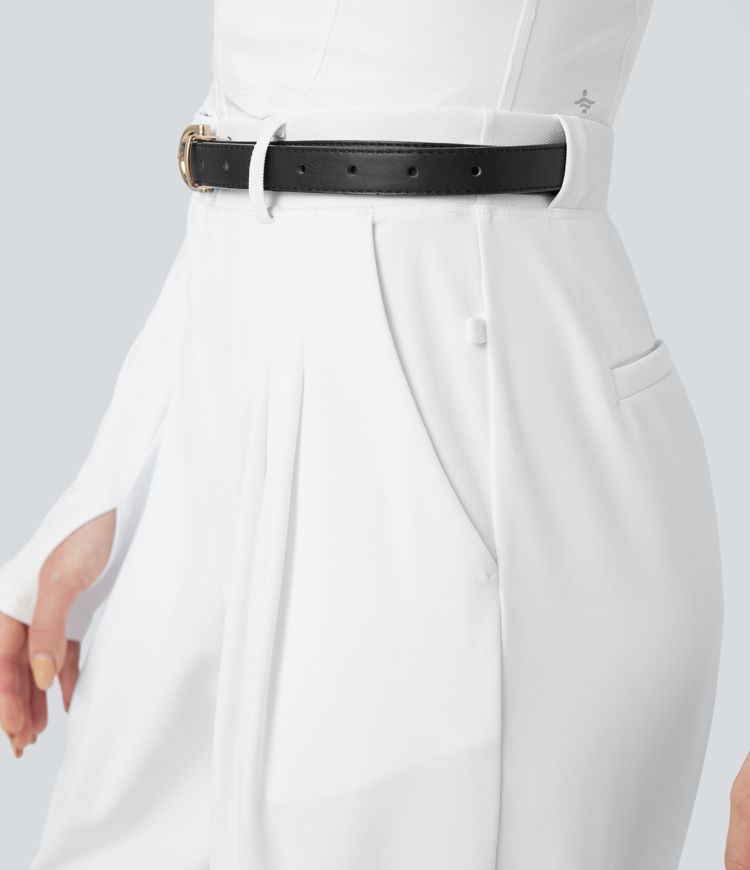 Pantalon de golf fuselé, taille haute, taille ajustable, séchage rapide, avec poches et poche tee, UPF40+