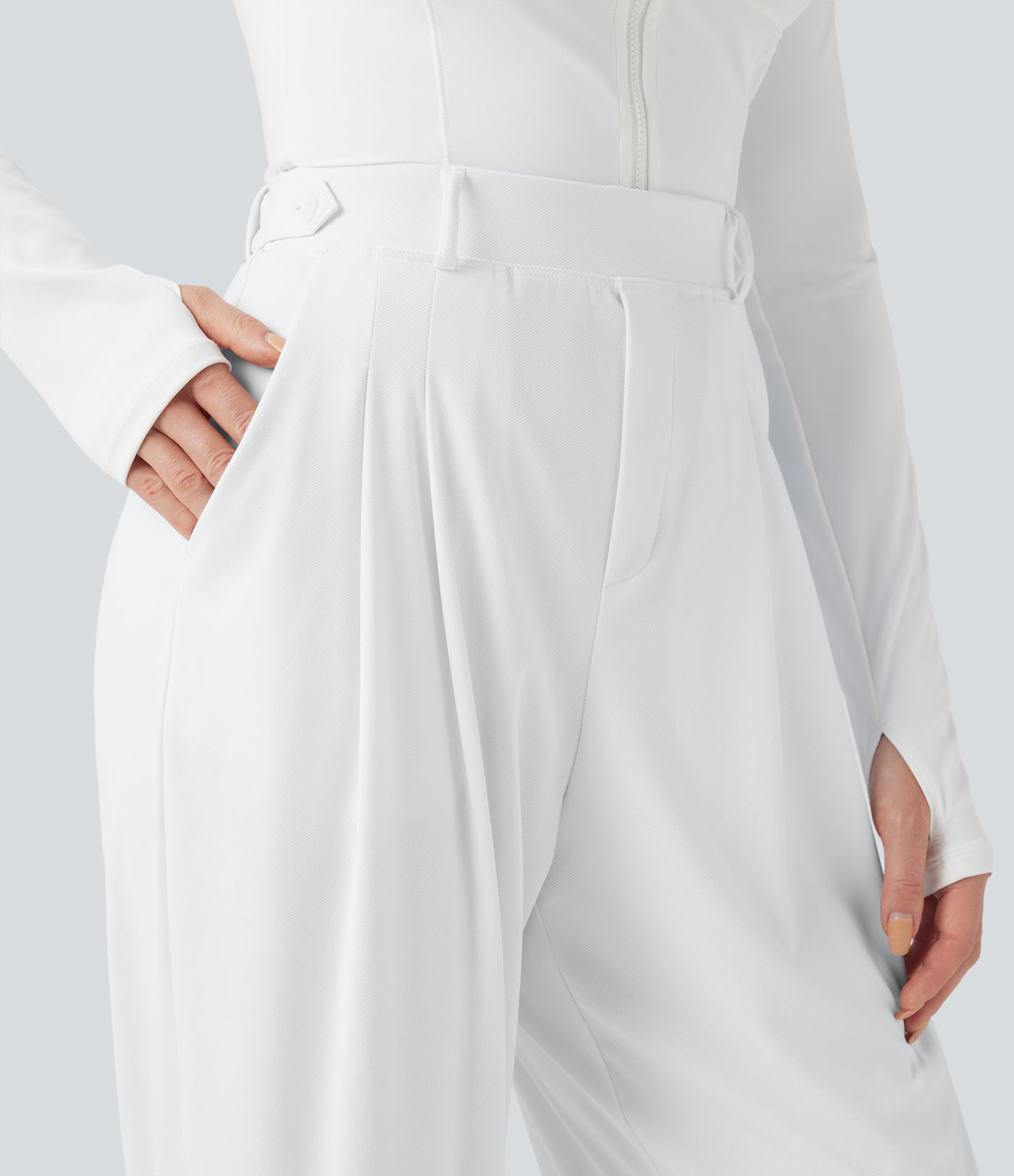 Pantalon de golf fuselé, taille haute, taille ajustable, séchage rapide, avec poches et poche tee, UPF40+