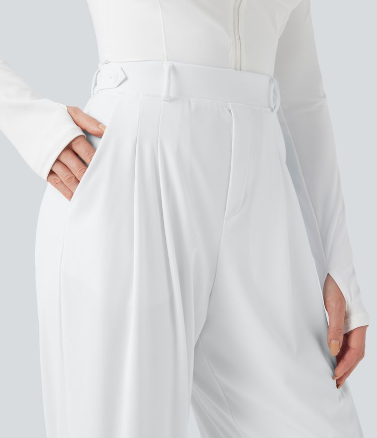 Pantalon de golf fuselé, taille haute, taille ajustable, séchage rapide, avec poches et poche tee, UPF40+