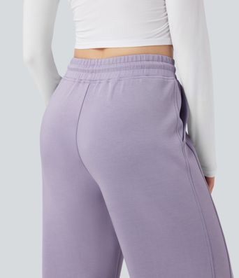 Pantalones Casuales de Cintura Alta con Cordón y Bolsillos