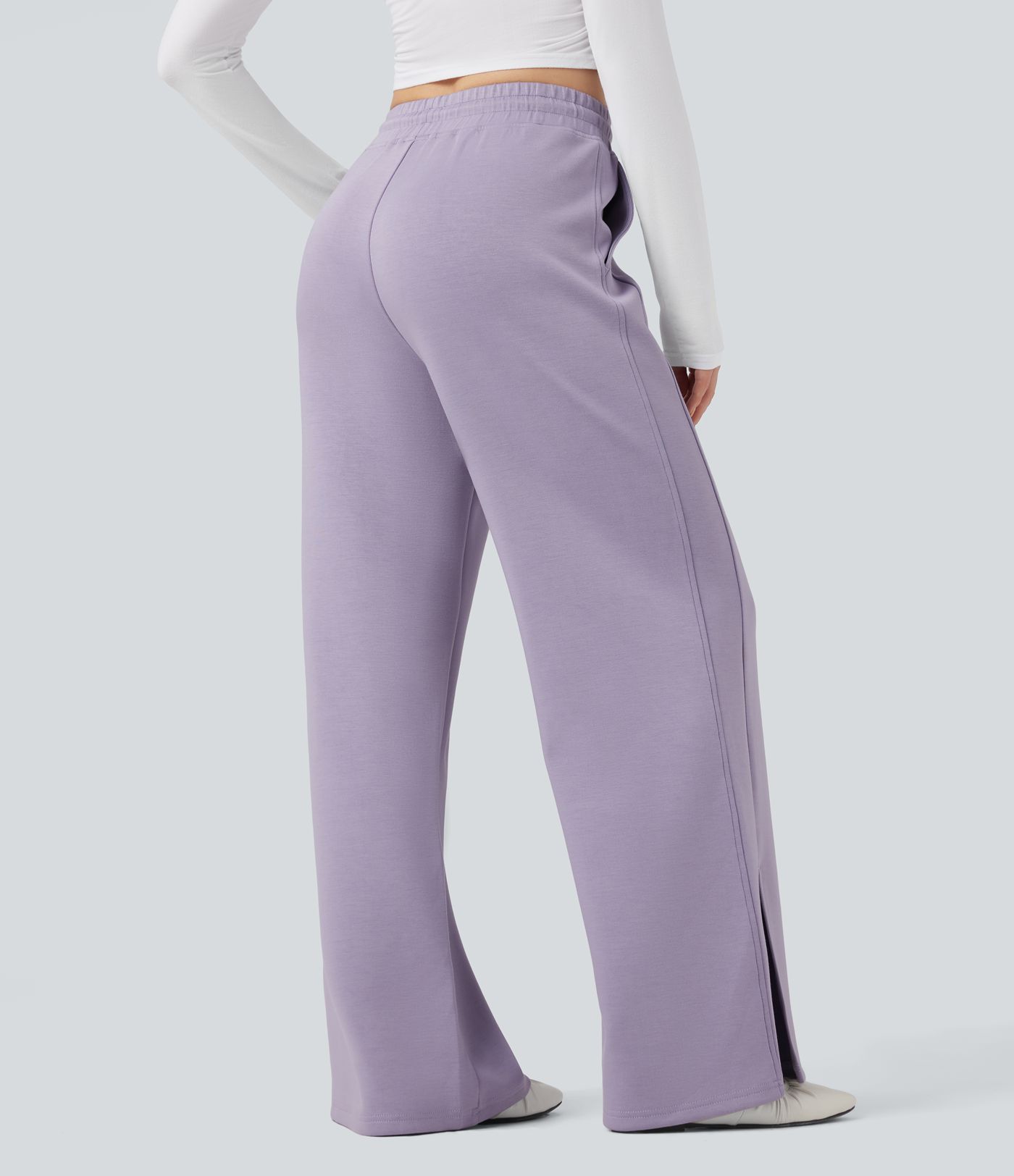 Pantalones Casuales de Cintura Alta con Cordón y Bolsillos