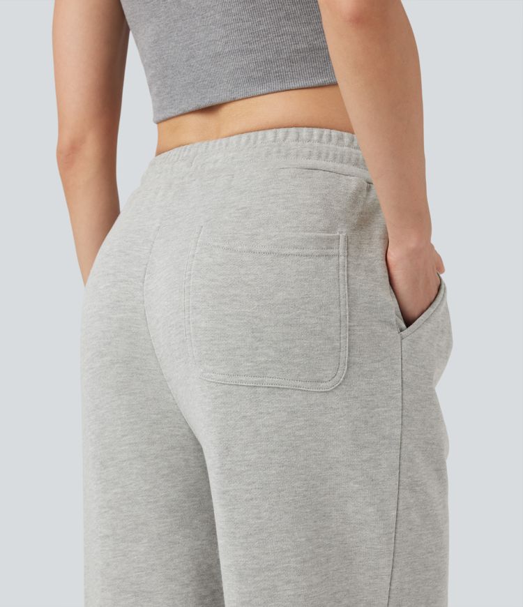 Mid Rise Drawstring Casual Cotton Pants with Pockets