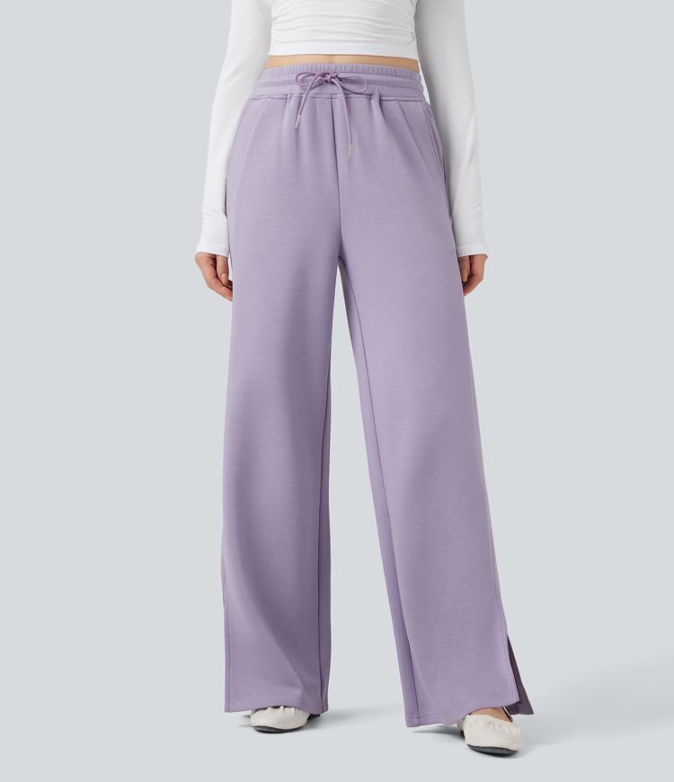 High Waisted Drawstring Casual Pants with Pockets