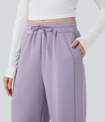 Pantalones Casuales de Cintura Alta con Cordón y Bolsillos
