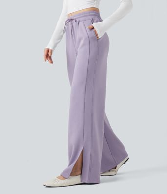 Pantalones Casuales de Cintura Alta con Cordón y Bolsillos