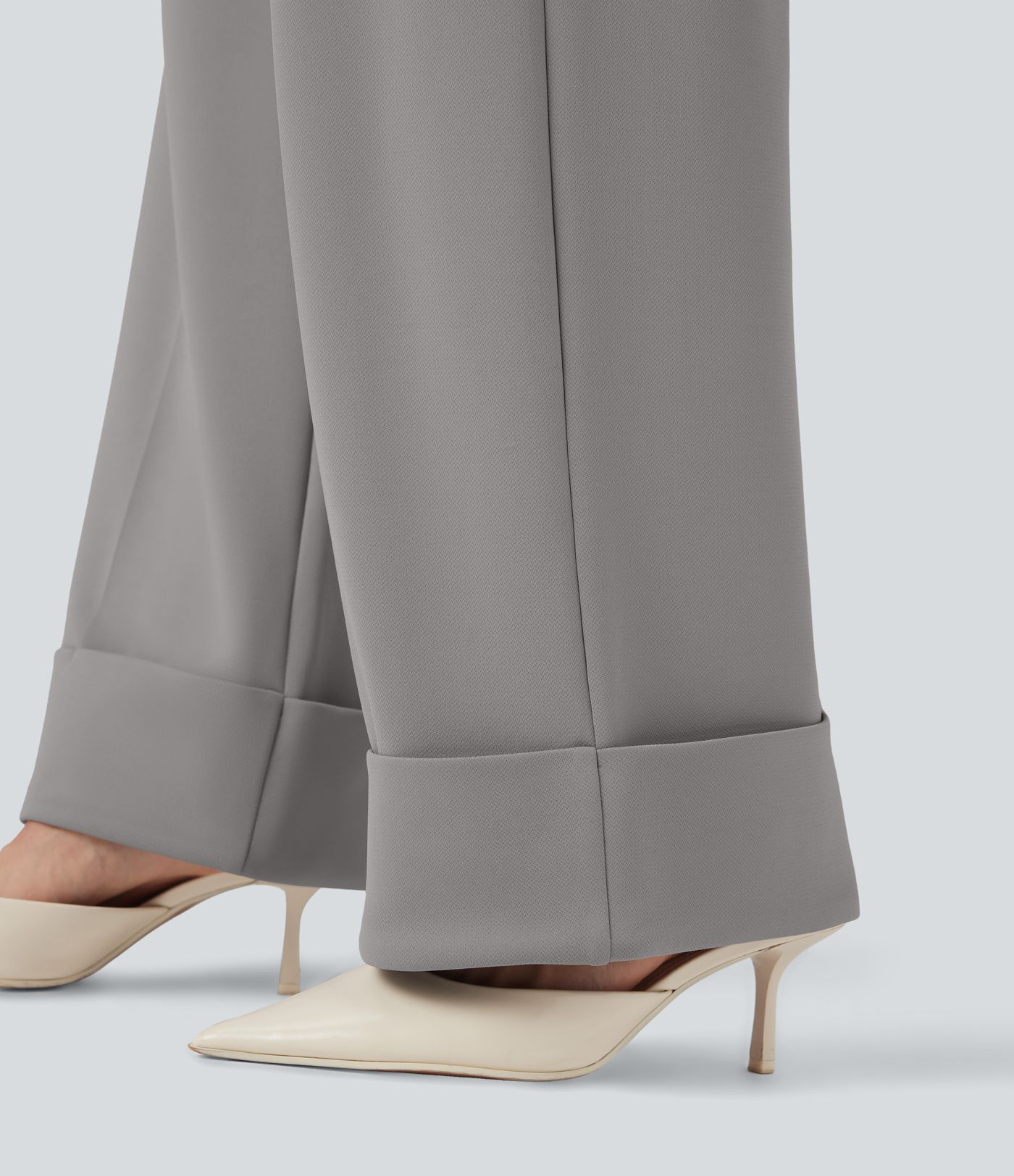 Halara Flex™ High Waisted Rolled Hem Crepe Work Baggy Pants with Pockets