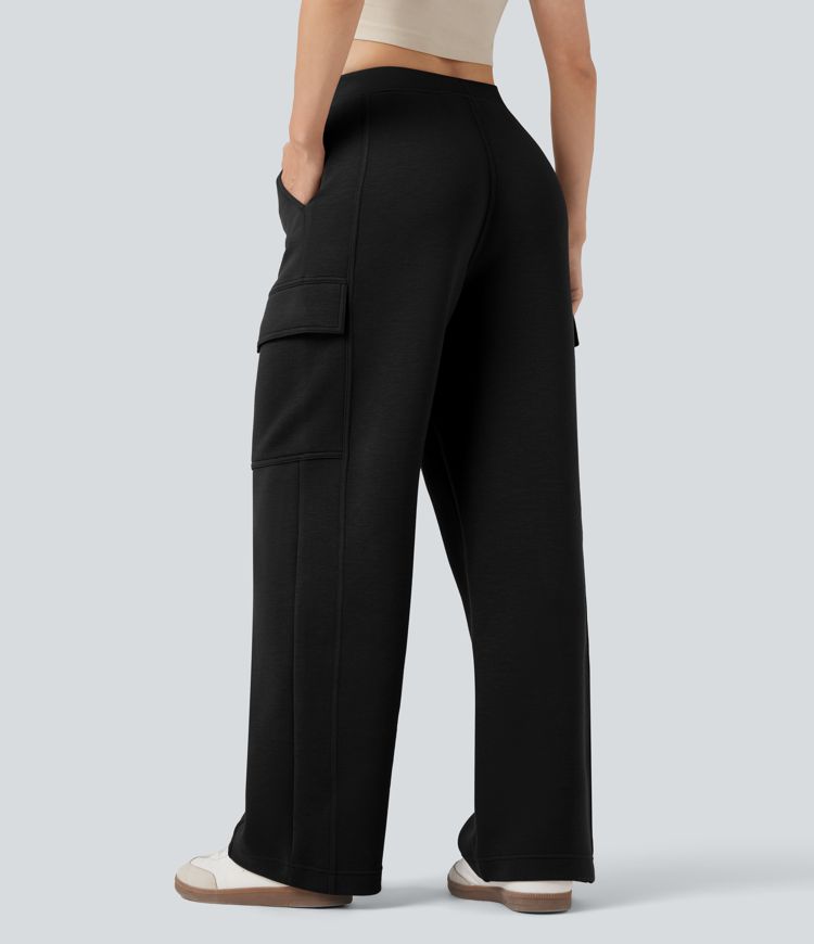 Mid Rise Casual Straight-leg Pants with Pockets