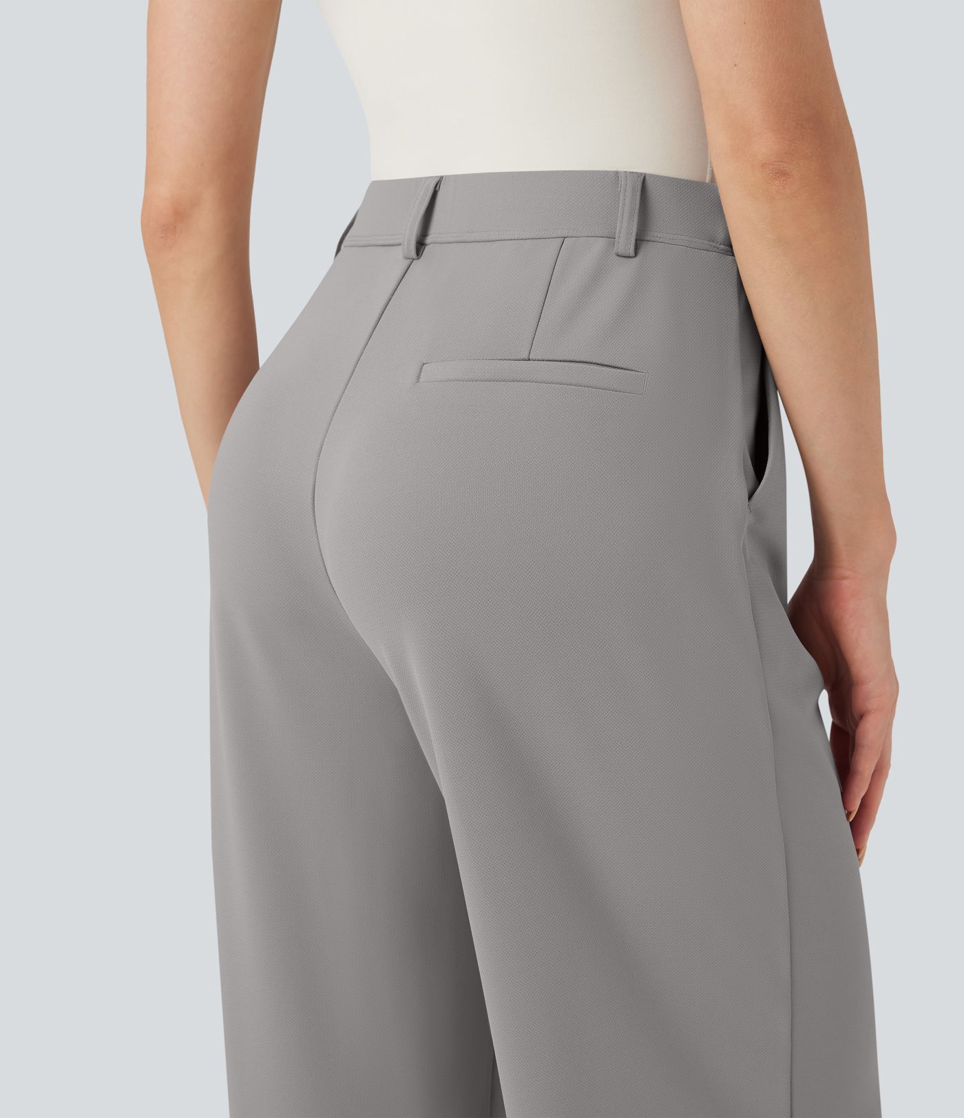 Halara Flex™ High Waisted Rolled Hem Crepe Work Baggy Pants with Pockets