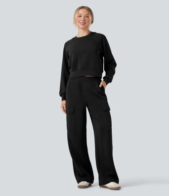 SpacerTek™ Mid Rise Casual Straight-leg Pants with Pockets