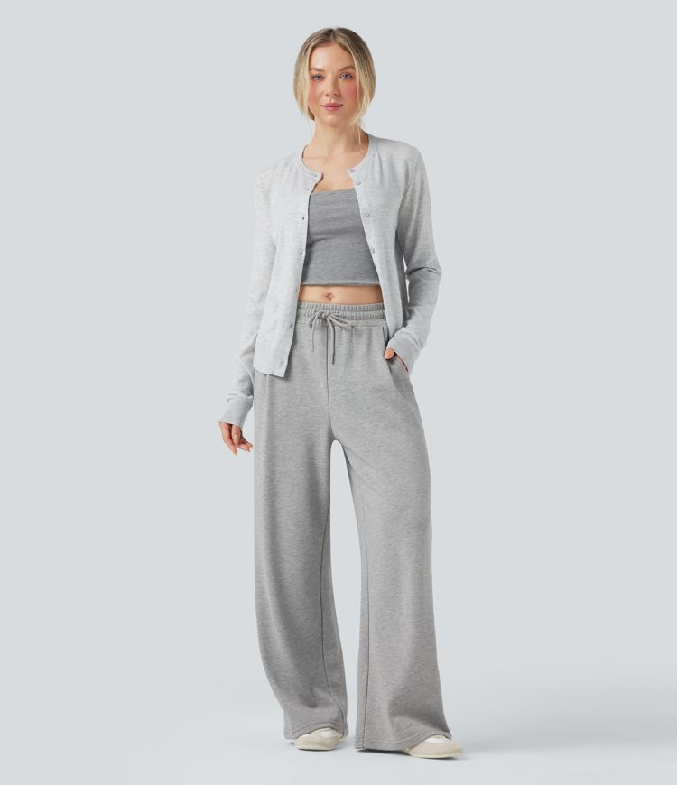 Pantalones holgados de talle medio con cordones y bolsillos