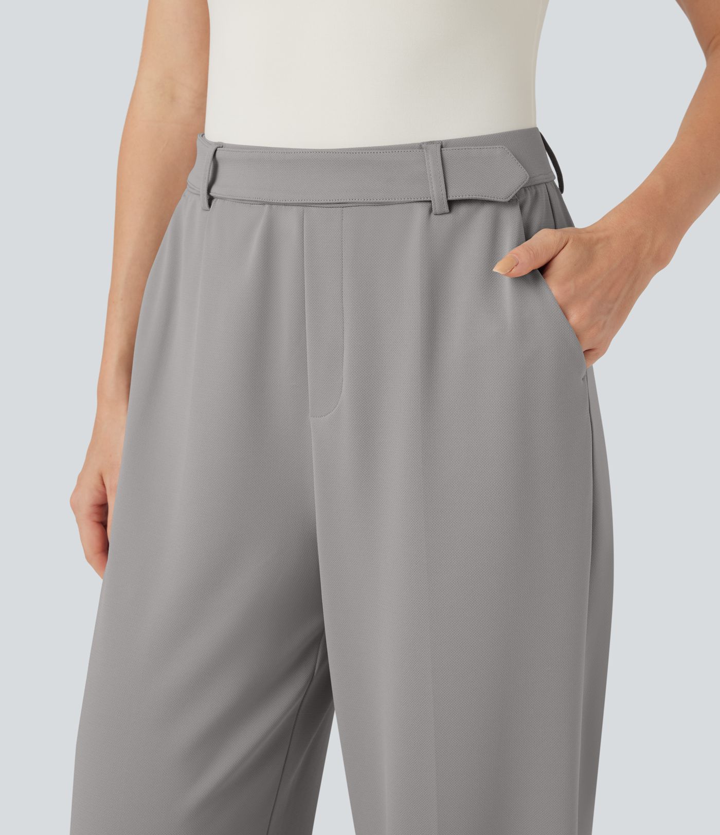 Halara Flex™ High Waisted Rolled Hem Crepe Work Baggy Pants with Pockets