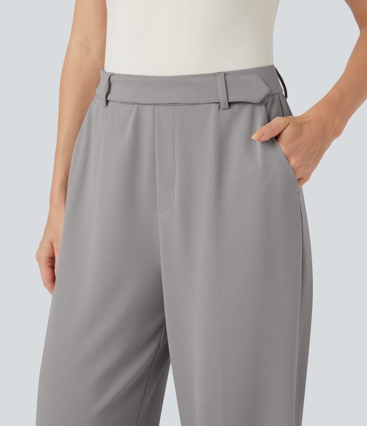 Halara Flex™ High Waisted Rolled Hem Crepe Work Baggy Pants with Pockets