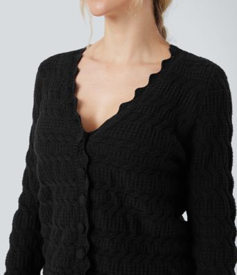 V-Ausschnitt Langarm Pullover Strick Casual Cardigan