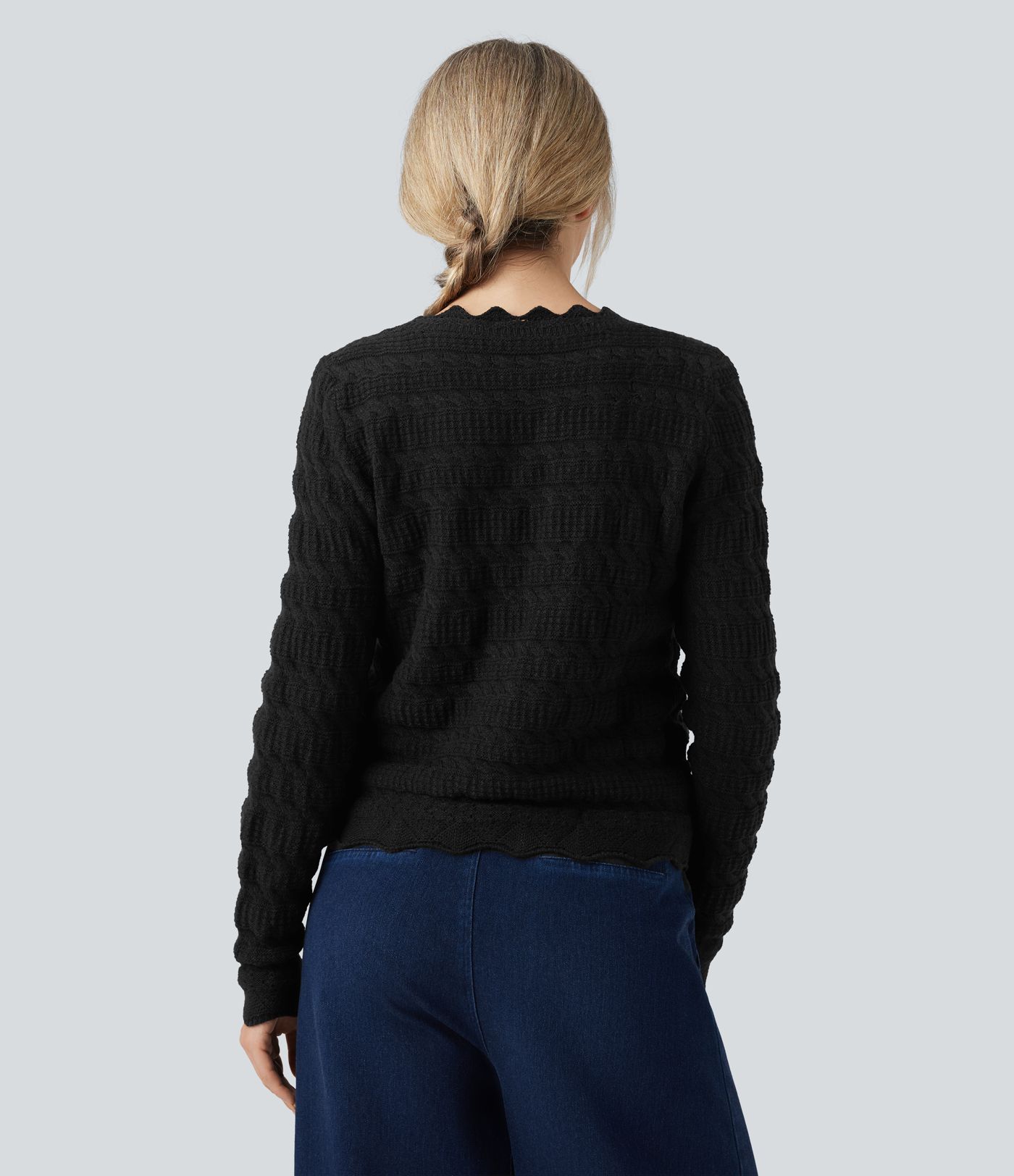 V-Ausschnitt Langarm Pullover Strick Casual Cardigan