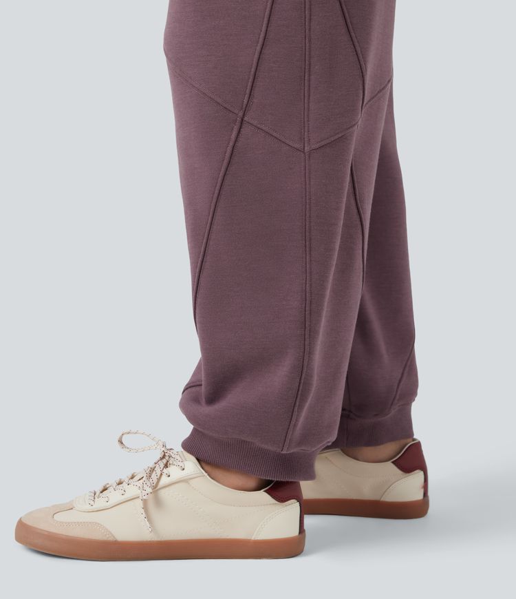 Mid Rise Drawstring Barrel Leg Fleece Casual Cotton Joggers with Pockets