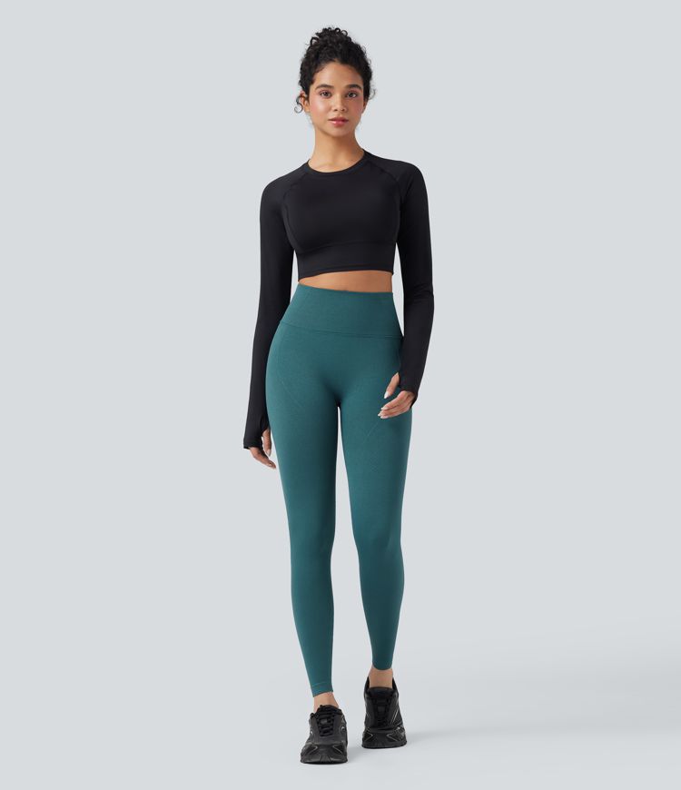Seamless Flow High Waisted Tummy Control Butt Lifting Yoga 7/8 Leggings