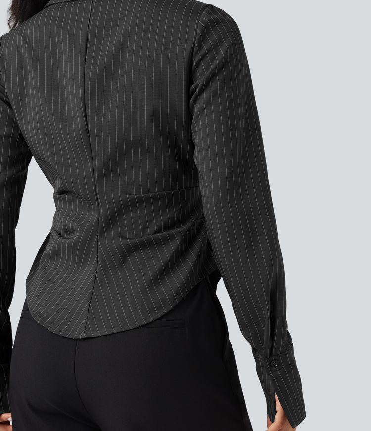 Chemise tailleur portefeuille laçage rayures manches longues