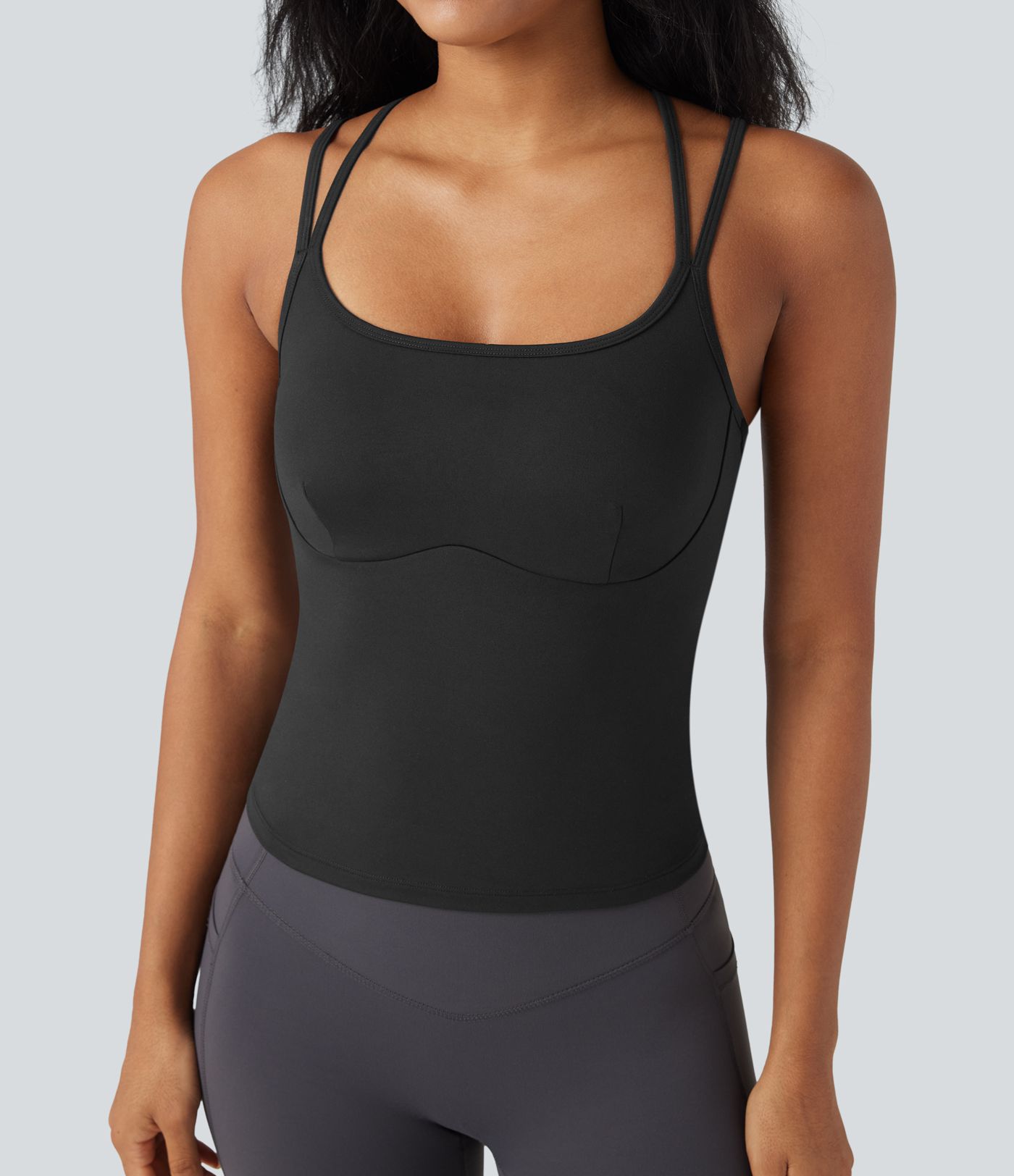 SoftlyZero™ Plush Double Straps Crisscross Back Yoga Tank Top-Longer Length