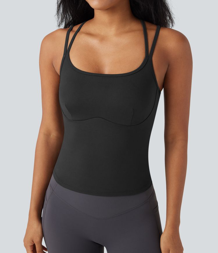 SoftlyZero™ Plush Double Straps Crisscross Back Yoga Tank Top-Longer Length