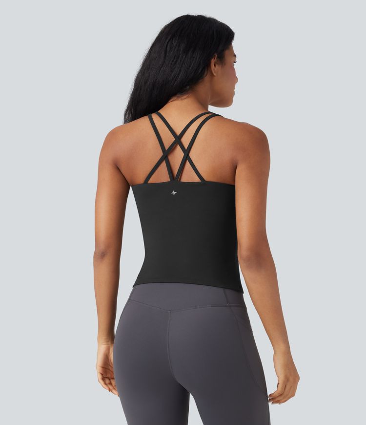 SoftlyZero™ Plush Double Straps Crisscross Back Yoga Tank Top-Longer Length