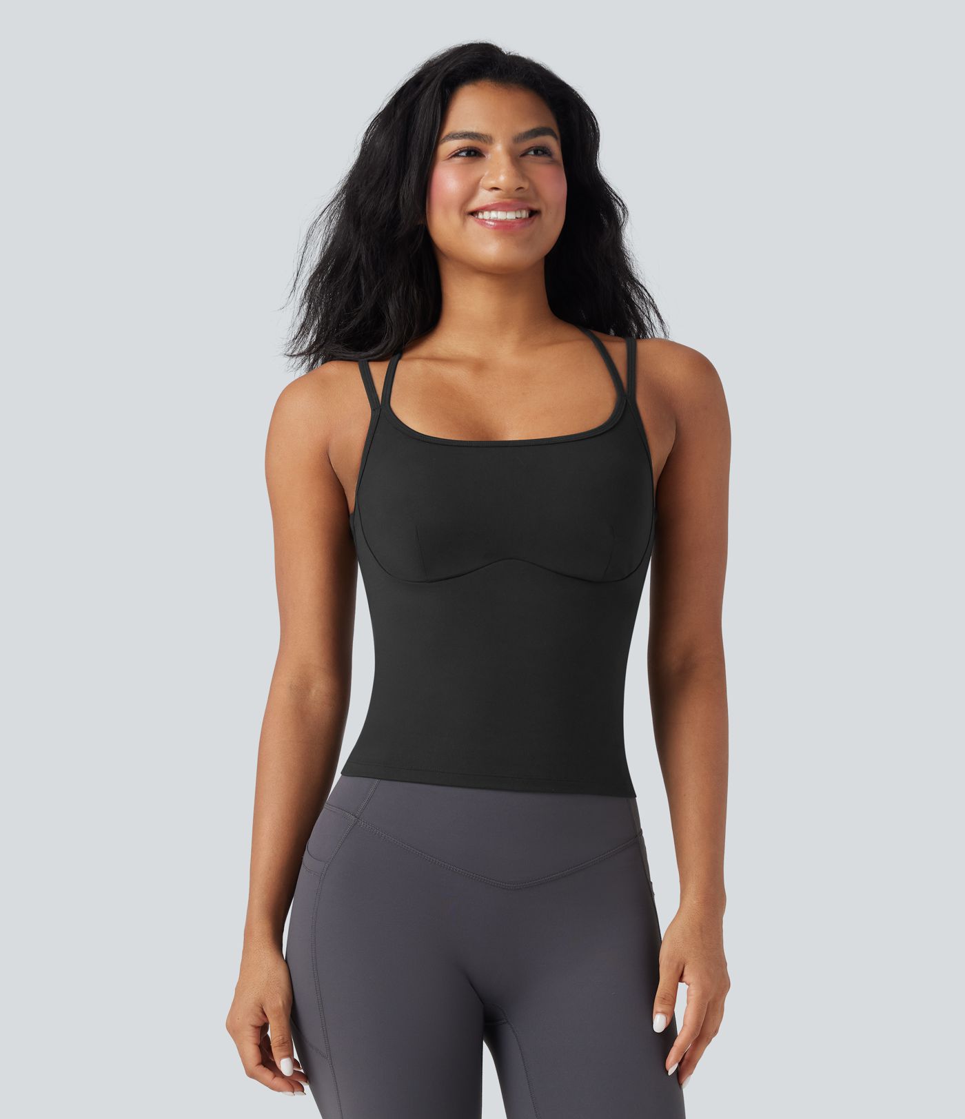 SoftlyZero™ Plush Double Straps Crisscross Back Yoga Tank Top-Longer Length