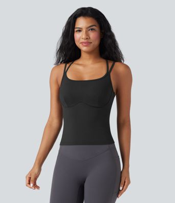 SoftlyZero™ Plush Double Straps Crisscross Back Yoga Tank Top-Longer Length