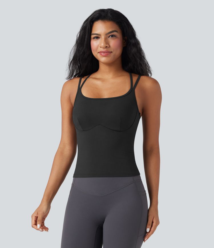 SoftlyZero™ Plush Double Straps Crisscross Back Yoga Tank Top-Longer Length