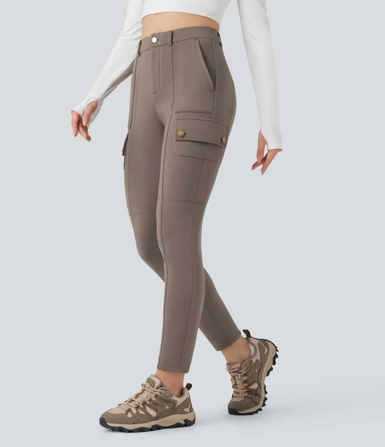 High Waisted Skinny Fleece Hiking Cargo Pants with Pockets High Waisted Skinny Fleece Hiking Cargo Pants with Pockets